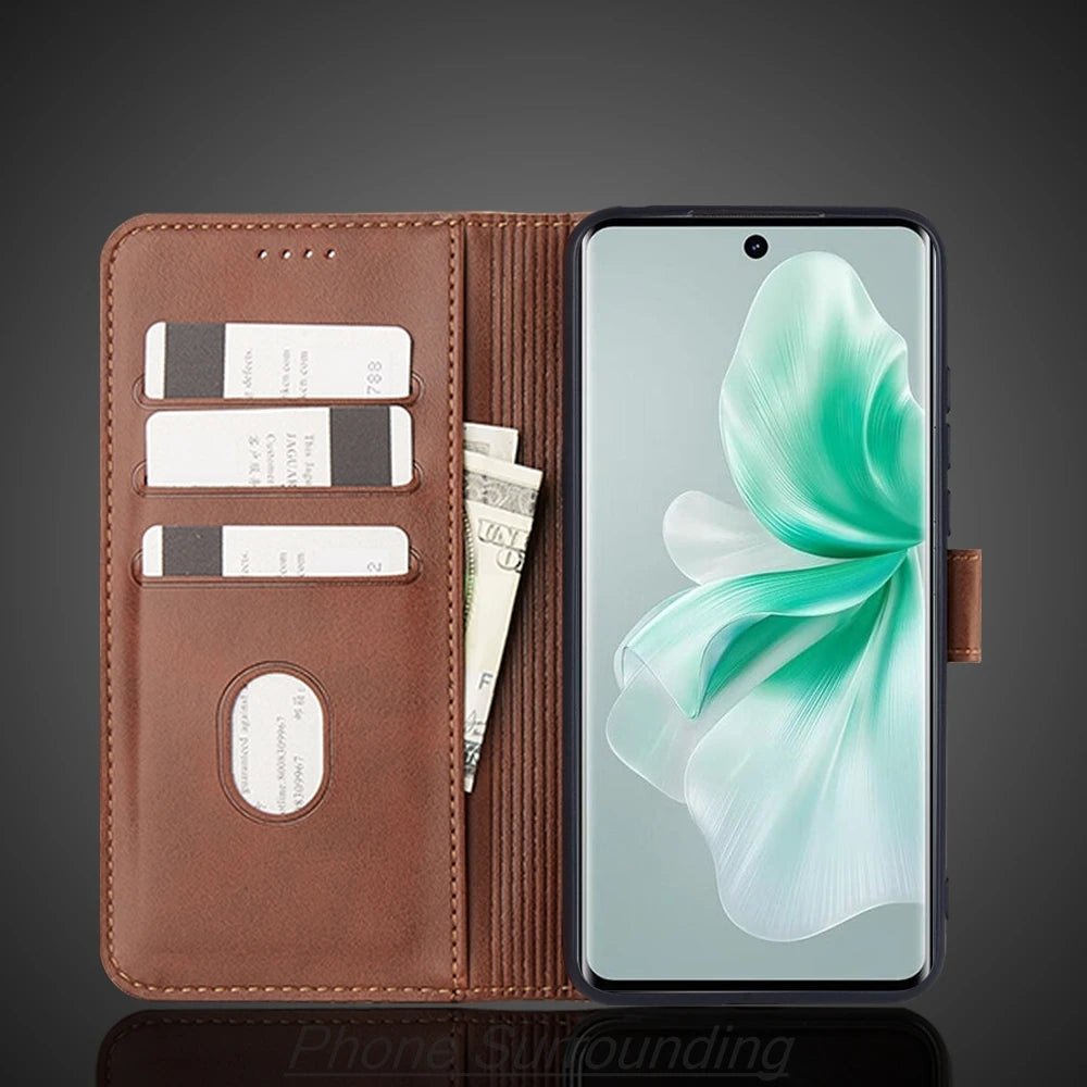 Vivo V30 Case Wallet Flip Cover Leather Case for Vivo V30 / Vivo V 30 Pu Leather Phone Bags protective Holster Fundas Coque