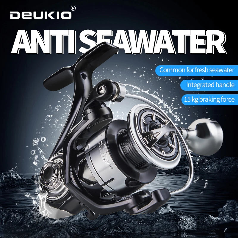 DEUKIO New arrival Saltwater Fishing Reel Metal Ball Knob Spinning Reels 2000-7000 3+1BB 5.2:1 Max Drag 15KG Water-Proof Reels
