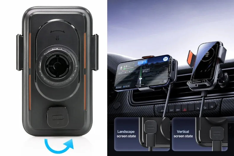 2026 New Upgraded 15W Qi FCC ROHS Car Phone Charger Holder Auto Induction One Key Release 360 Rotating for Dashboard Windshield