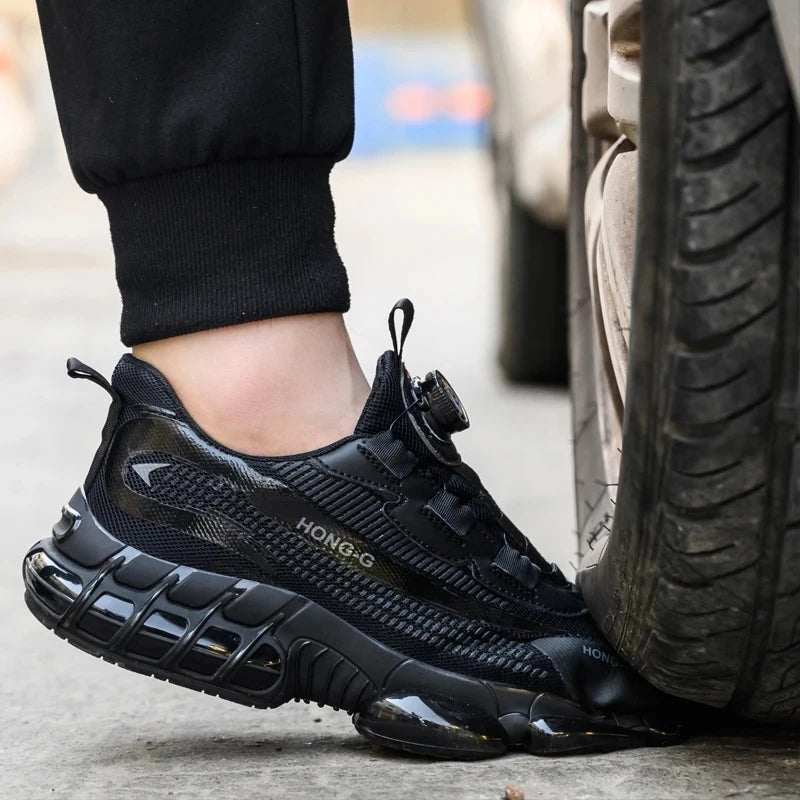 Rotating Button Safety Shoes Men Anti-smash Anti-puncture Protective Work Shoes Fashion Men Sport Shoes Security Boots Men ﻿