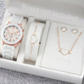 5/6PCS Women Watches Fashion Arabic Dial Silicone Band Quartz Watch Reloj Mujer Girls Clock Gift Jewelry Set（Without Box）