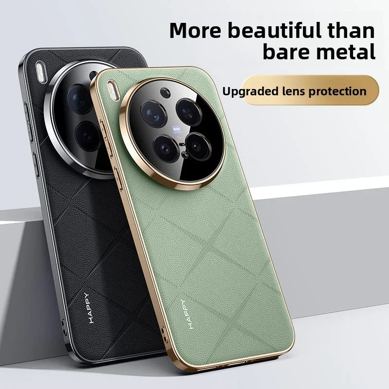 For VIVO X300 Pro X 300 Luxury Leather Plating Frame Case for VIVO X300pro Camera Protection Shockproof Bumper Cover Capa
