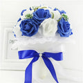 YO CHO Royal Blue Color Wedding Bridal Bouquet Artificial Flowers Blue Wedding Bouquet for Bridesmaids