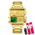 Dual Display Men Sports Watches For Male Clock Gold Black Men Digital Wrist Watches Top Brand Luxury Chronograph Quartz Watch