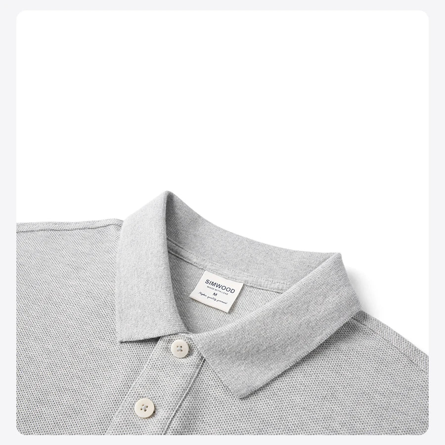 SIMWOOD 2026 Summer New Oversize Polo Shirts Men Breathable Comfortable Moisture-Wicking T-shirt Tops