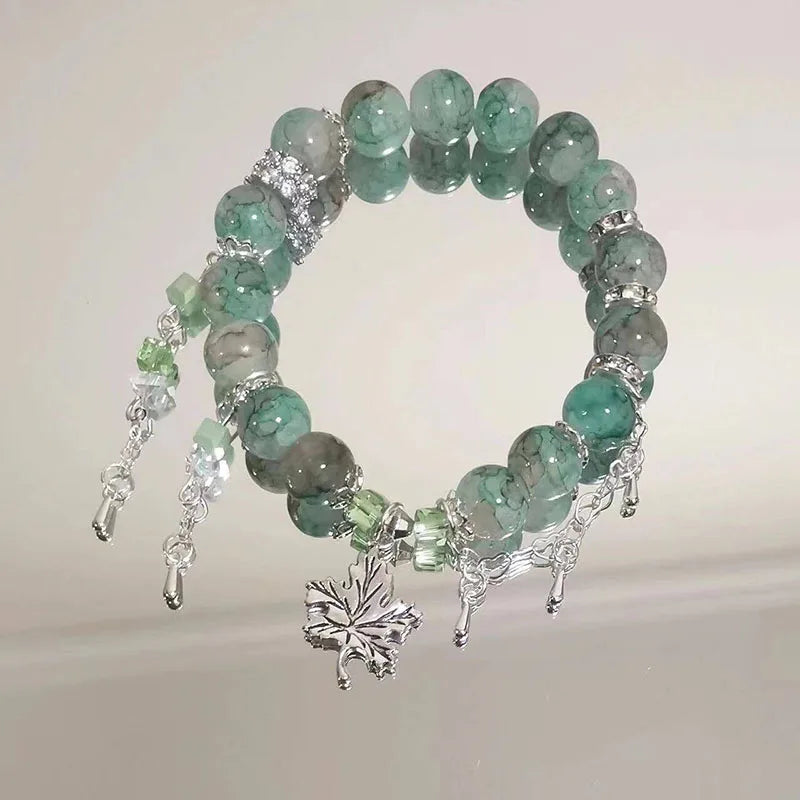 Star Bead Imitation Glass Bracelet for Girls' Christmas, Colorful and Trendy Atmosphere, High-End and Versatile Bracelet Gifts