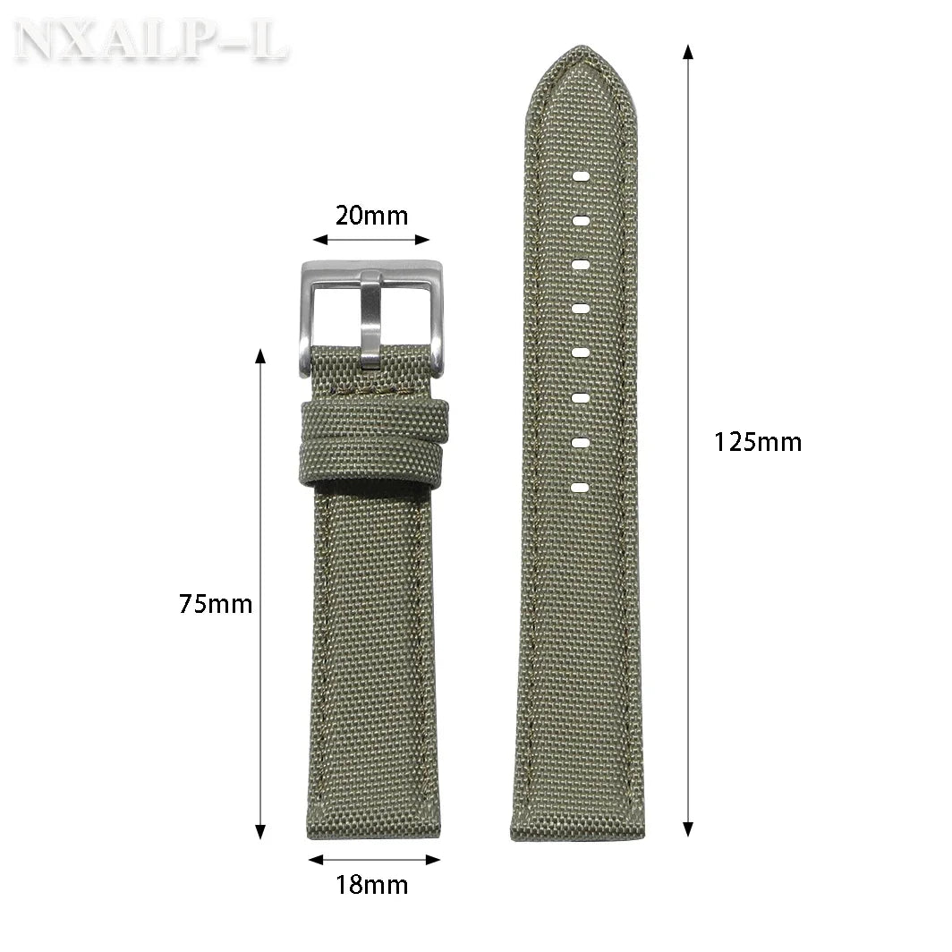 Quality Sailcloth Leather Watch Strap 20mm 22mm for Seiko for Omega Fabric Nylon Watchband Qucik Release Wristband Accessories