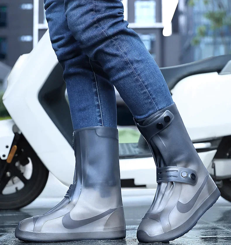 Waterproof Shoe Cover Silicone High Top Rain Boots Cover Non-slip Shoes Protector Outdoor Reusable Thickened Footwear WaterShoes