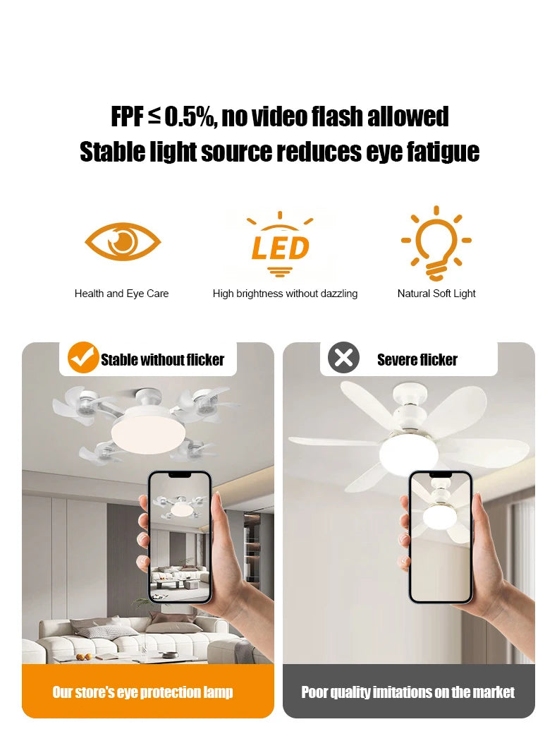 E27 LED Ceiling Fan Light with Remote Control Dimmer Function 50 60W Ceiling Light Drone Shaped Fan Light for Living Room Study