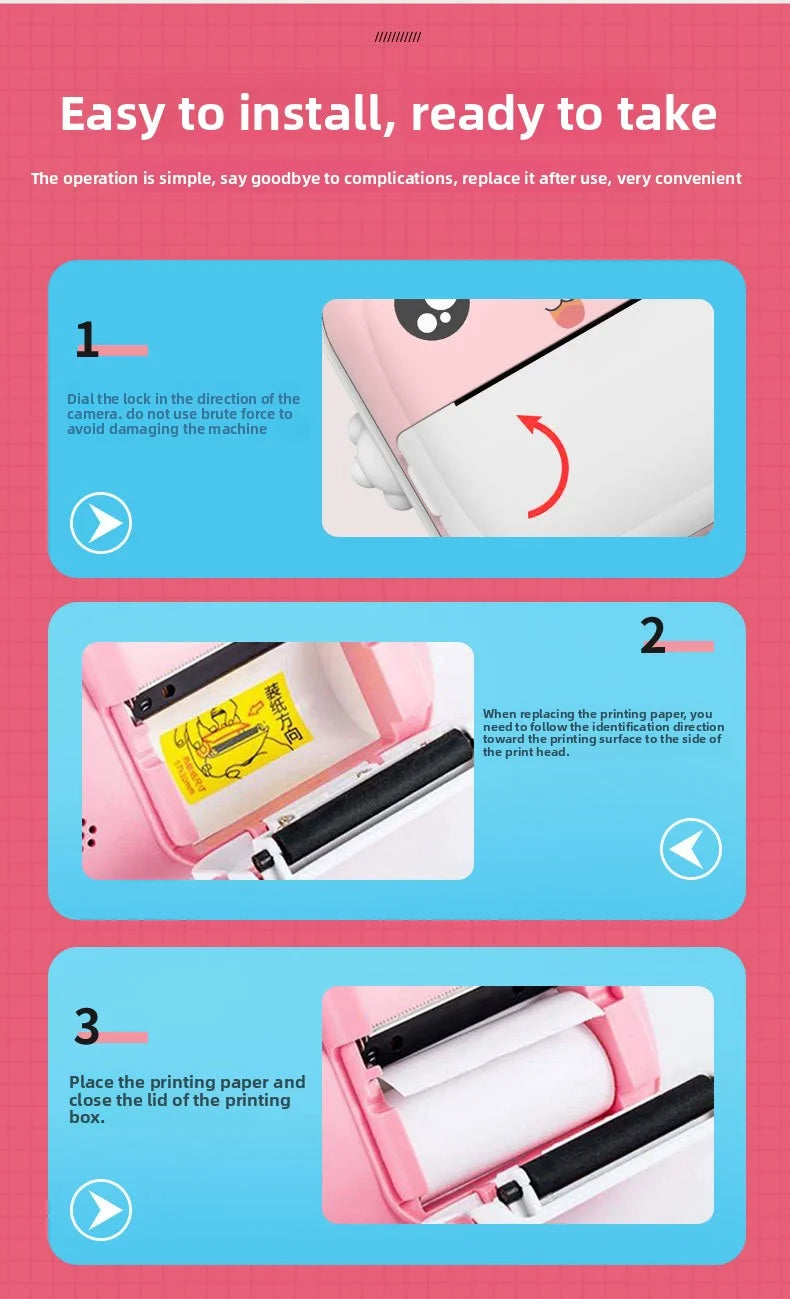 Children Camera Instant Print Mini Digital Video Camera for Kids   HD Screen APP Connect children's digital camera toys as gifts