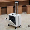 Suitcase Front Opening Pocket Aluminum Alloy Frame Rolling Luggage 18" Carry On Boarding Travel Trolley Bags with Spinner Wheel
