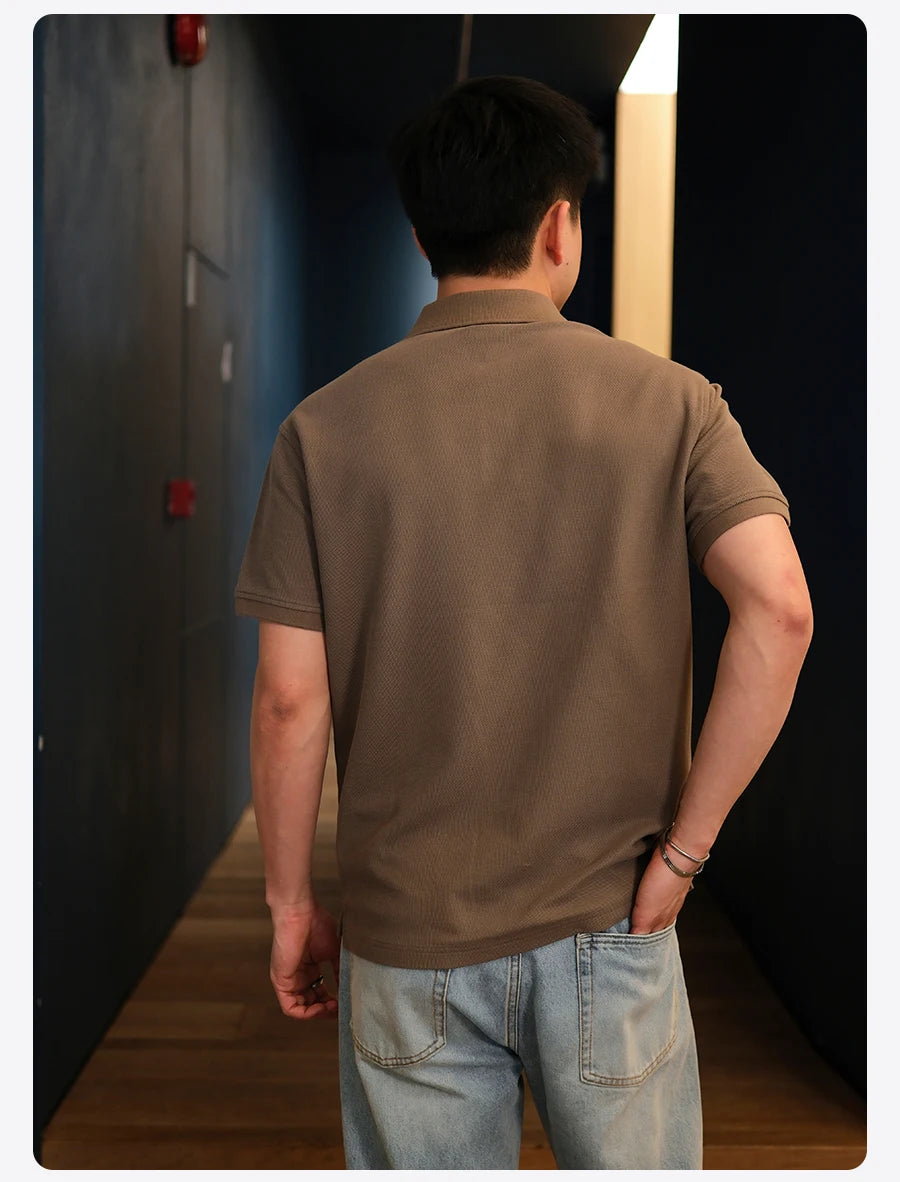 SIMWOOD 2026 Summer New Oversize Polo Shirts Men Breathable Comfortable Moisture-Wicking T-shirt Tops