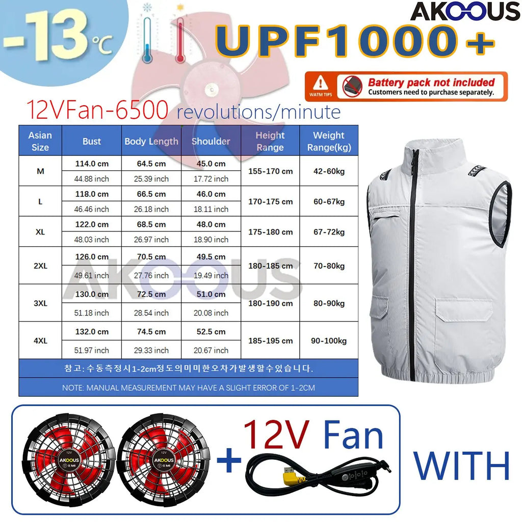 Hooded Cooling Vest Summer USB Charging 5V 12V Cooling Fan Air Conditioner Clothes Sleeveless Breathable Outdoor Sports Travel W
