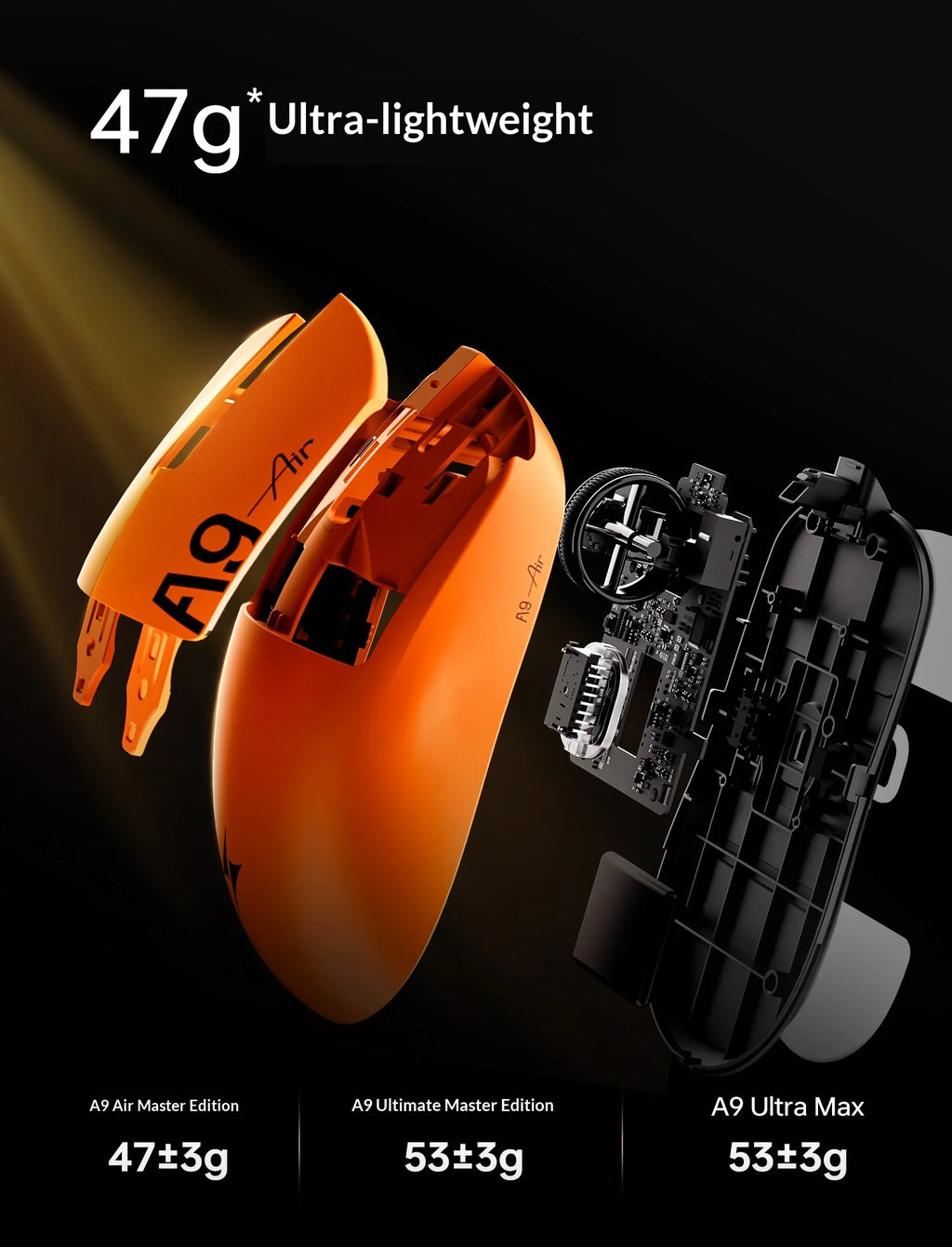 ATK DragonFly A9 Air Ultimate Wireless Gaming Mouse PAW3950 Ultra 42000DPI 750IPS 8KHz RGB Ergonomic For Windows MacOs PC Gifts