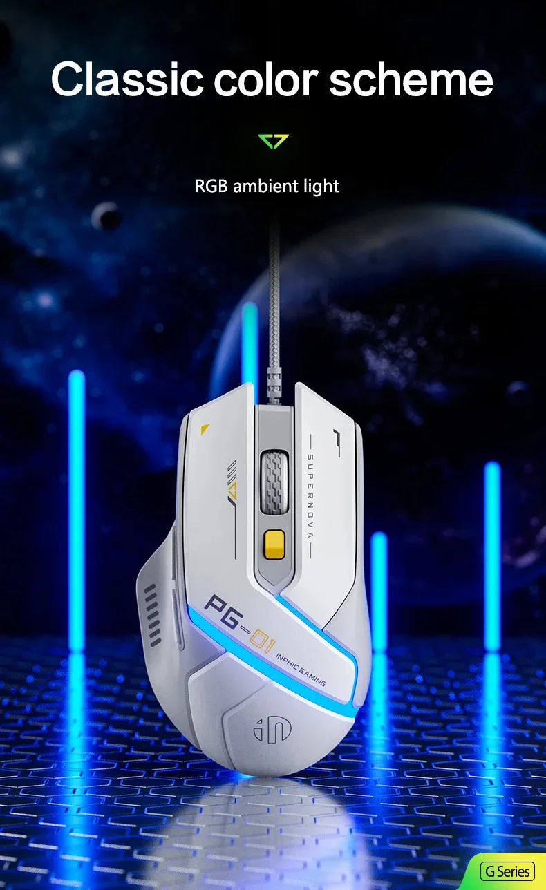 Inphic PG1 PG9 RGB Wired Gaming Mouse Ergonomics 1000Hz Polling Rate Stable Connection For Desktop And Laptop Computers