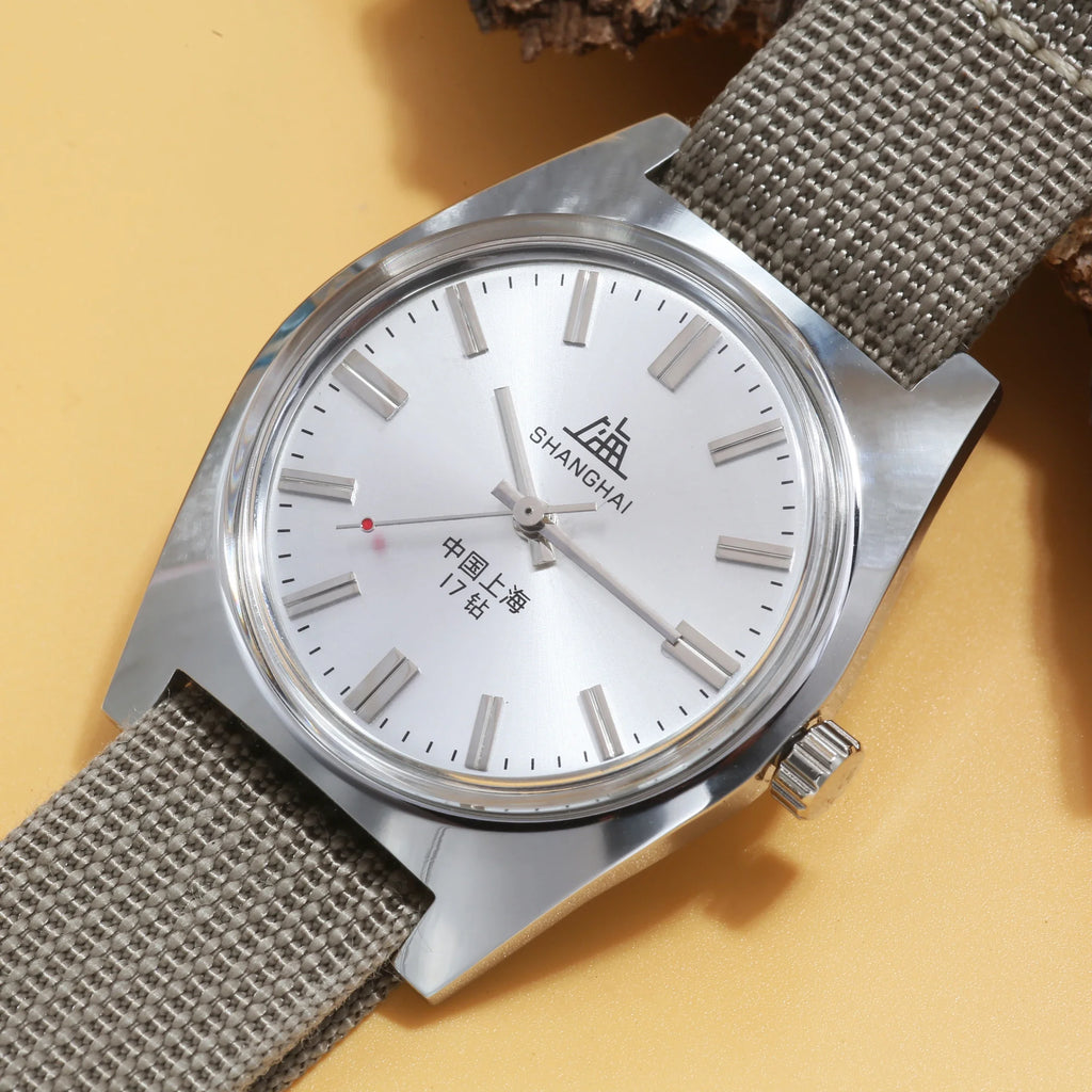 Shanghai 7120 Hand-Wind Mechanical Watch Men 36mm Retro Business Timepiece Classic Chinese Mechanical Watches