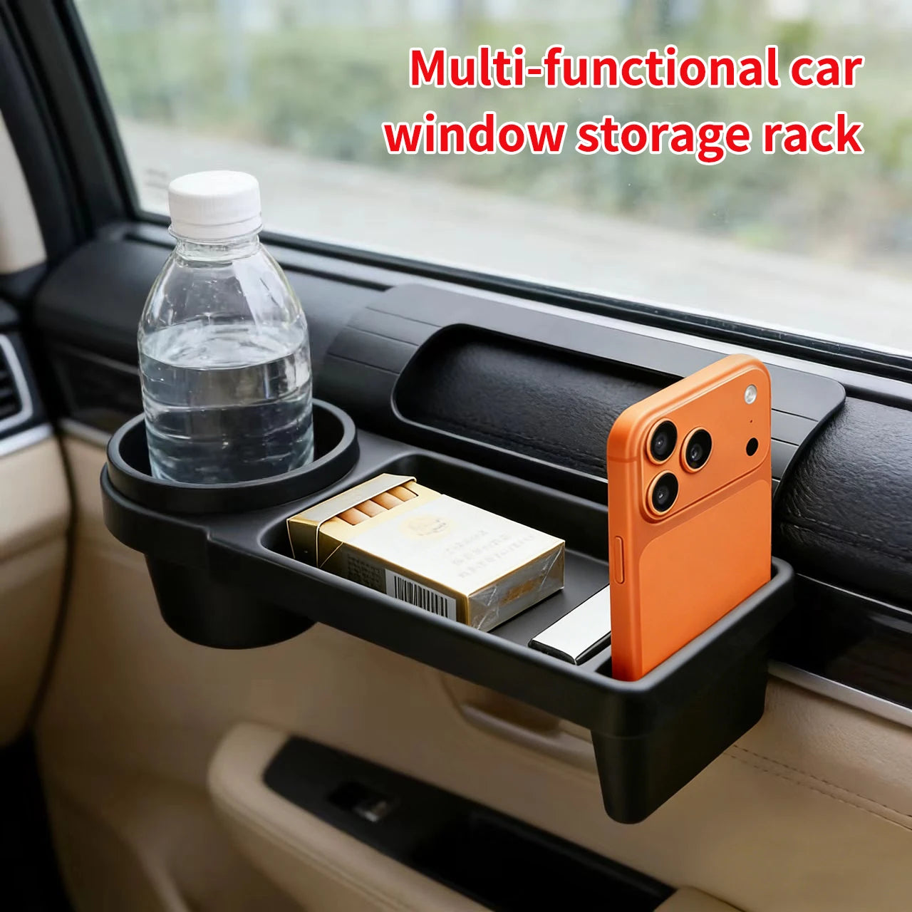 Car Organizer Box With Cup Holder Drink Holder Side Door Window Phone Slot Hanging Storage Rack For Vehicle Interior Accessories