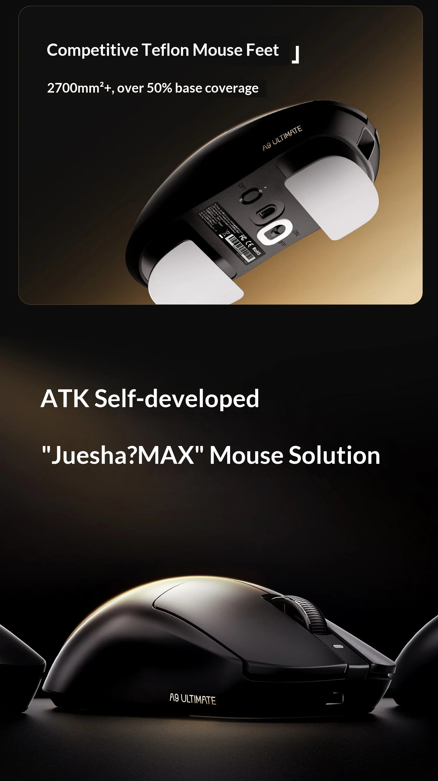 ATK DragonFly A9 Air Ultimate Wireless Gaming Mouse PAW3950 Ultra 42000DPI 750IPS 8KHz RGB Ergonomic For Windows MacOs PC Gifts