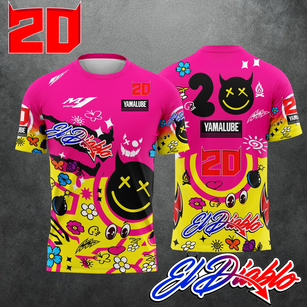 No.20 Rider Fabio Quartararo Fan Pink 2026 New Motorcycle Racing Men's and Women's Summer Casual Short sleeved T-shirt