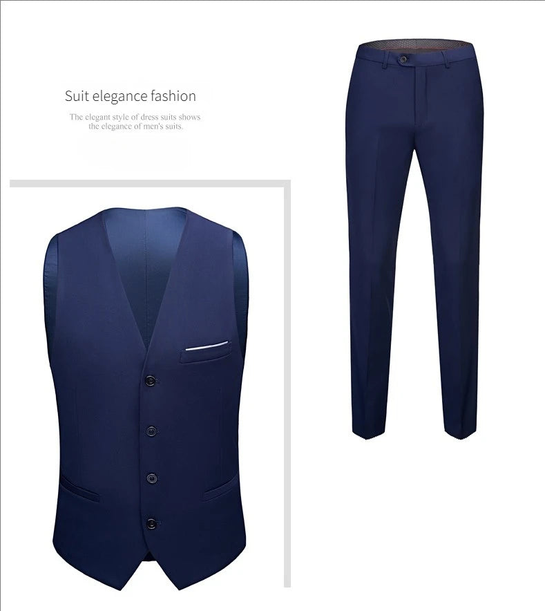 Suits For Men 3 Pieces Set Elegant Wedding  Fashion Classic Full Jackets Vest Pants Blazers Outfit 2025 Formal Costume