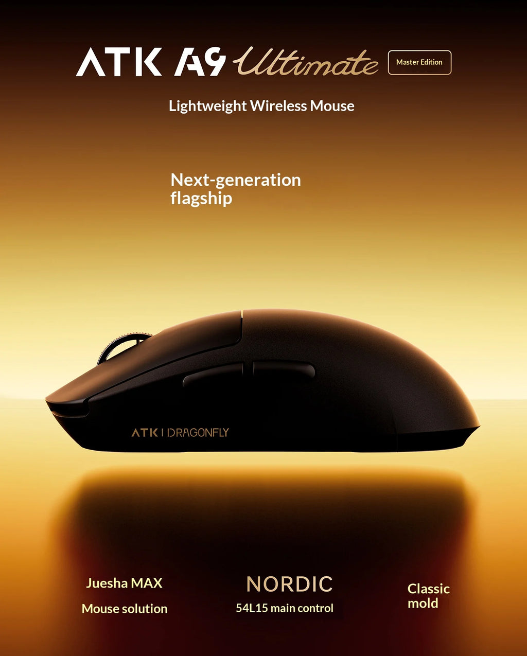 ATK DragonFly A9 Air Ultimate Wireless Gaming Mouse PAW3950 Ultra 42000DPI 750IPS 8KHz RGB Ergonomic For Windows MacOs PC Gifts