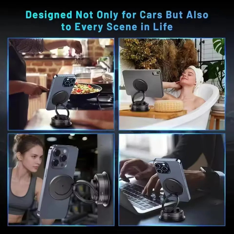 Car Phone Magnetic Stand with Mechanical Vacuum Suction Cup, 360 Degree Rotation ° Magnetic Adsorption Bracket Navigation Univer