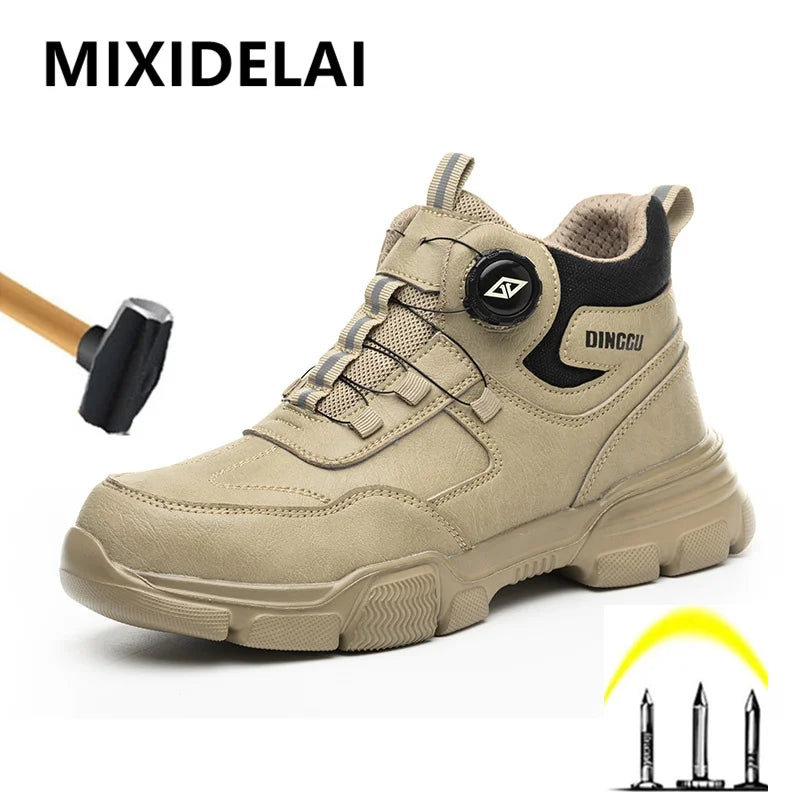 New Rotating Button Men Boots Anti-smash Anti Puncture Safety Shoes Men Work Boots Steel Toe Shoes Security Indestructible Shoes