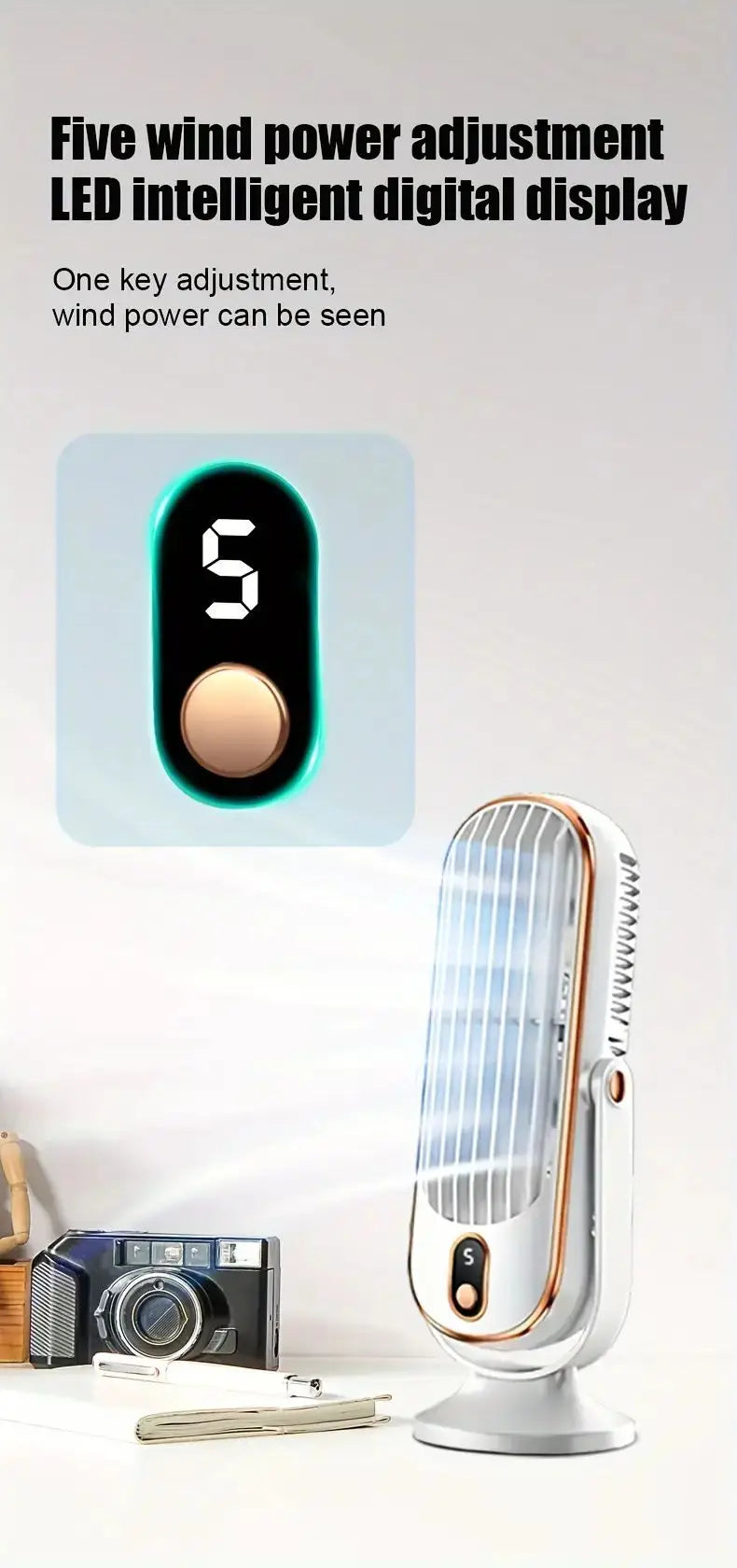 Portable USB Fan | 5 Speeds, 720° Swivel, Quiet Cool Breeze, Air Circulation, Indoor/Outdoor Use, Ideal For Home, Office, Travel