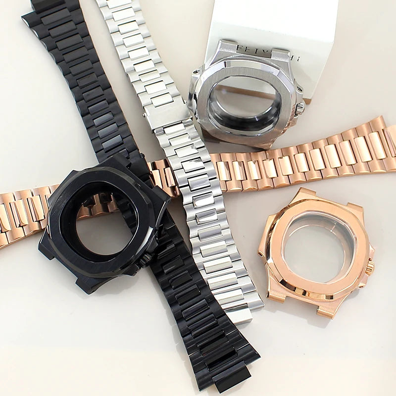 40mm NH35 Watch Cases Sapphire Crystal For Mod Nautilus Seiko NH34 NH35 NH36 NH38 4R36 Movement 29.8mm Dial Solid Steel Bracelet