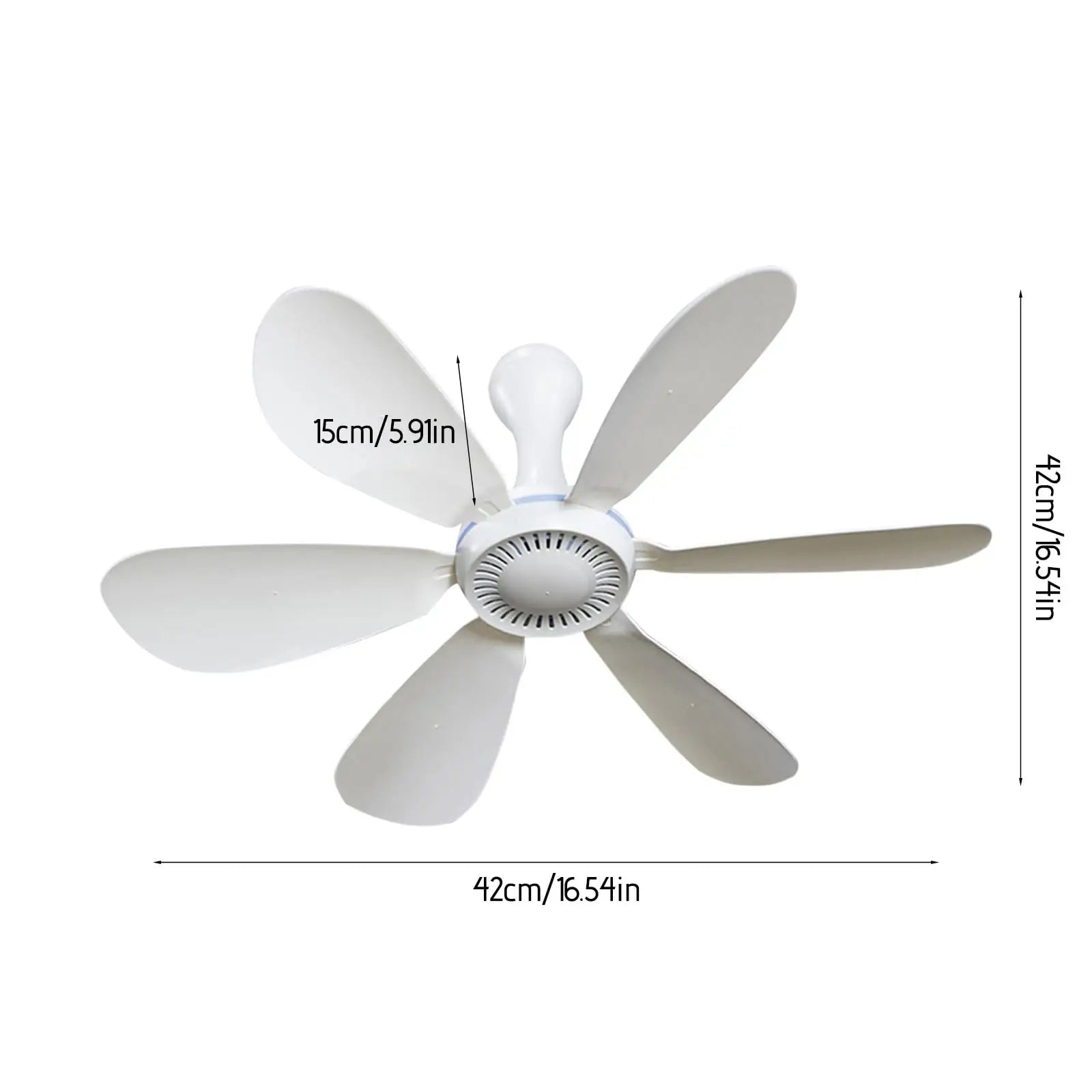XIAOTREE USB Ceiling Fan DC 5V Air Circulator Fan 6 Detachable Blades Portable Hanging Ceiling Fans Camping Fan for RV & Home