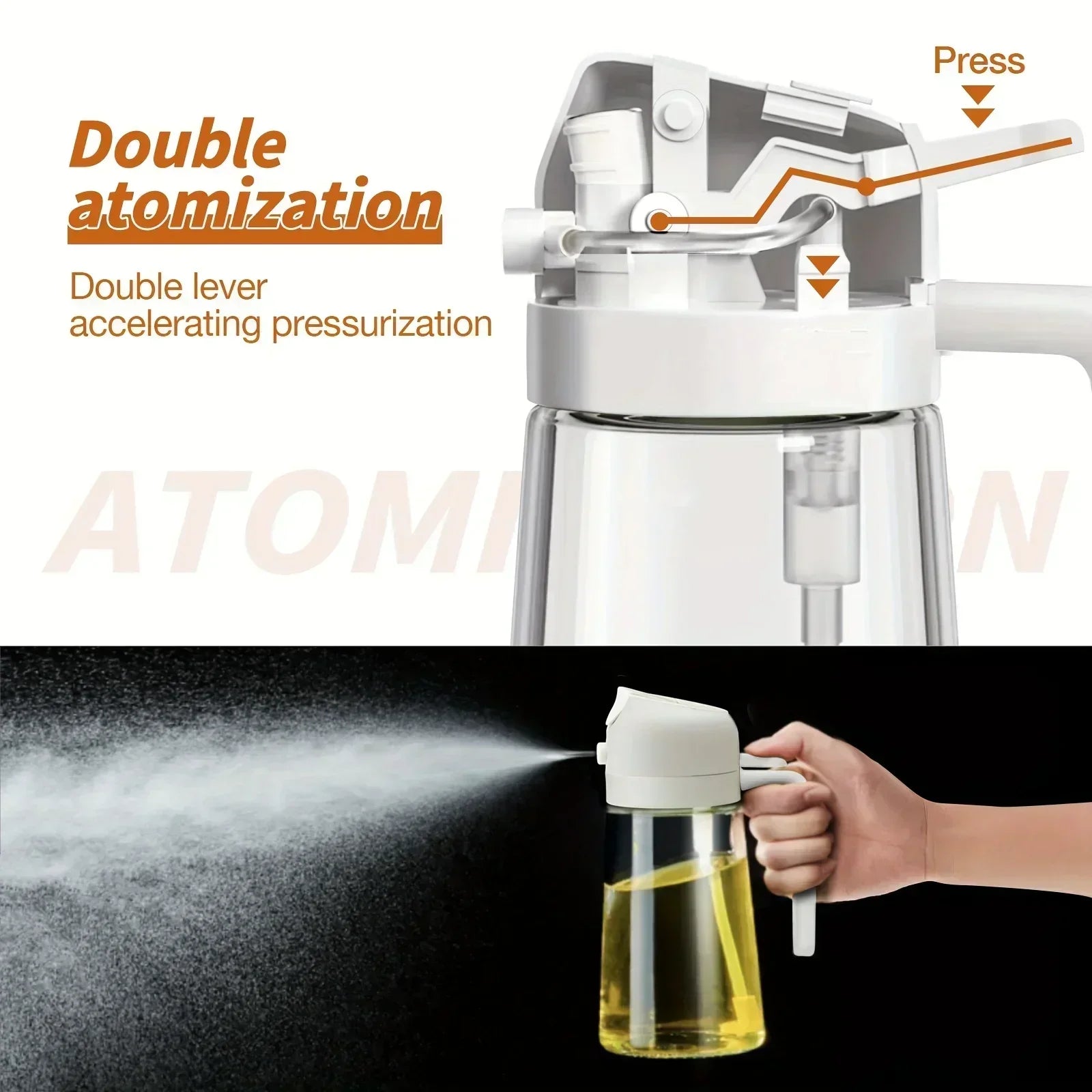 200/300/500ML Oil Air Pressure Double Nozzle Oil Spray Bottle Sprayer Kitchenware Oil Bottle Roasting Bottle Fitness Barbecue