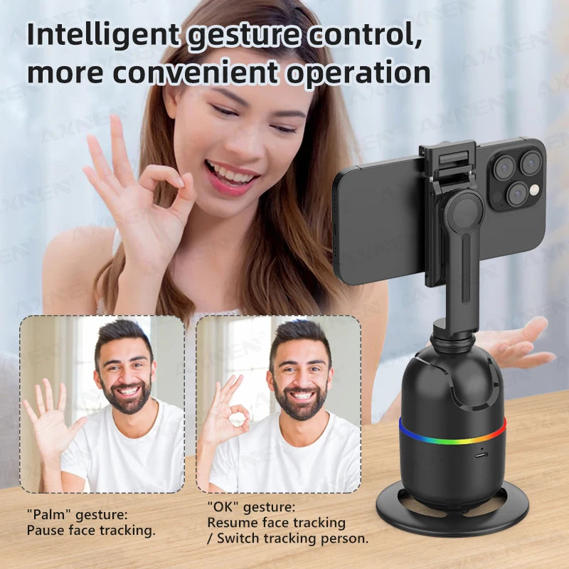 Premium AI-powered desktop vlog kit with 360° rotation support."