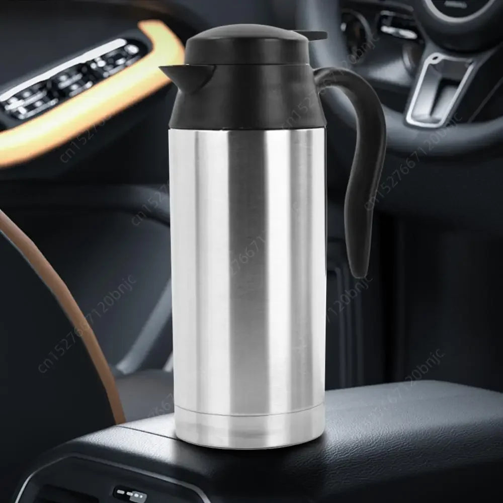 12V 24V Travel Electric Kettle Stainless Steel Smart Temperature Control Touch Travel Coffee Mug Warmer for Car Truck Leakproof