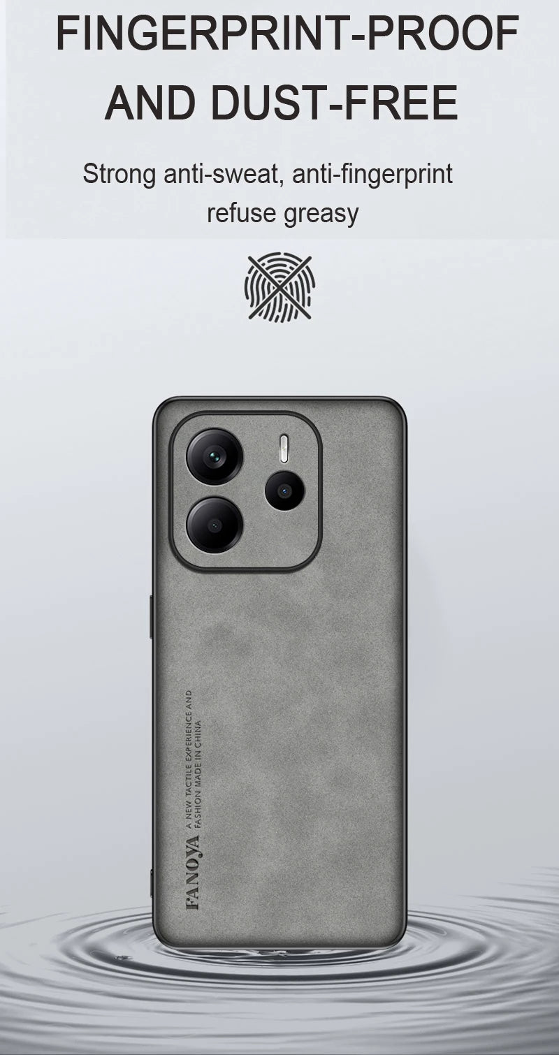 For Xiaomi Redmi Note 14 5G Skin Feel Shockproof Matte Leather Case Soft Back Cover Funda For Redmi Note 14