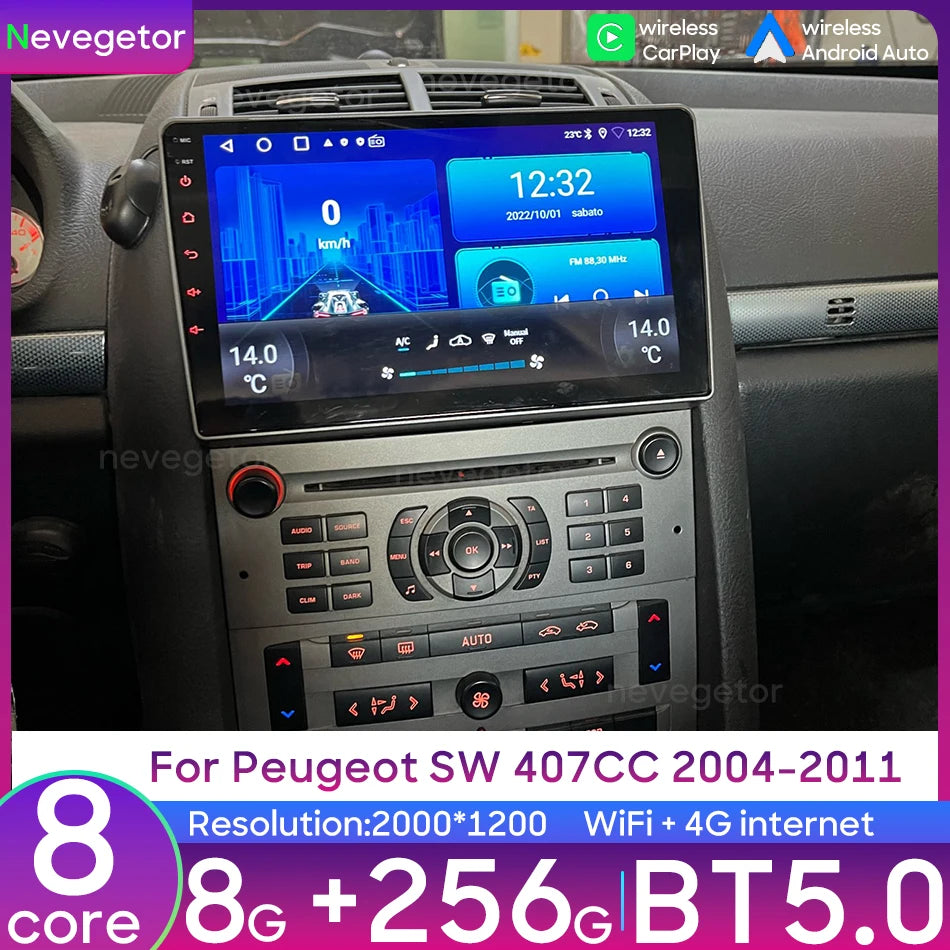 Car Multimedia Video Player For Peugeot 407 cc SW 407CC 2004 - 2011 Android Car Radio Navigation Stereo CarPlay Auto No 2din