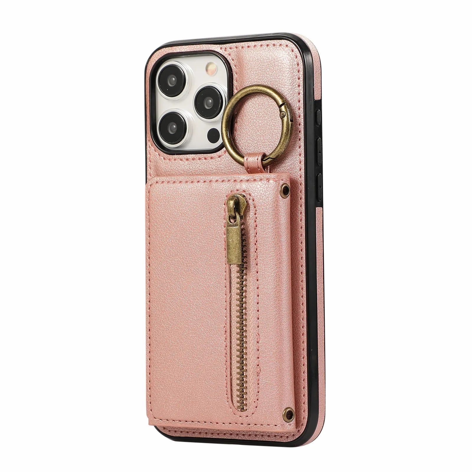 Crossbody Cards Solt Triple Wallet Leather Zipper Case For iPhone 15 16 Pro Max 14 Plus 13 12 11 XS XR SE2022 Ring Holder Cover