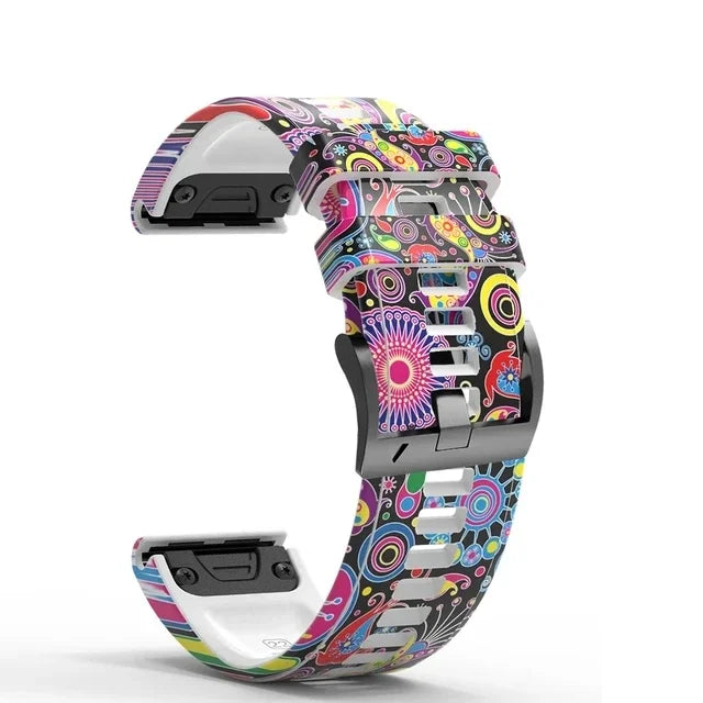 22mm 26mm Wrist Band Strap for Garmin Fenix 8 7X 7 6X 6XPro 6 5X 5 3HR SmartWatch Printed Sport Quick Release Silicone Watchband