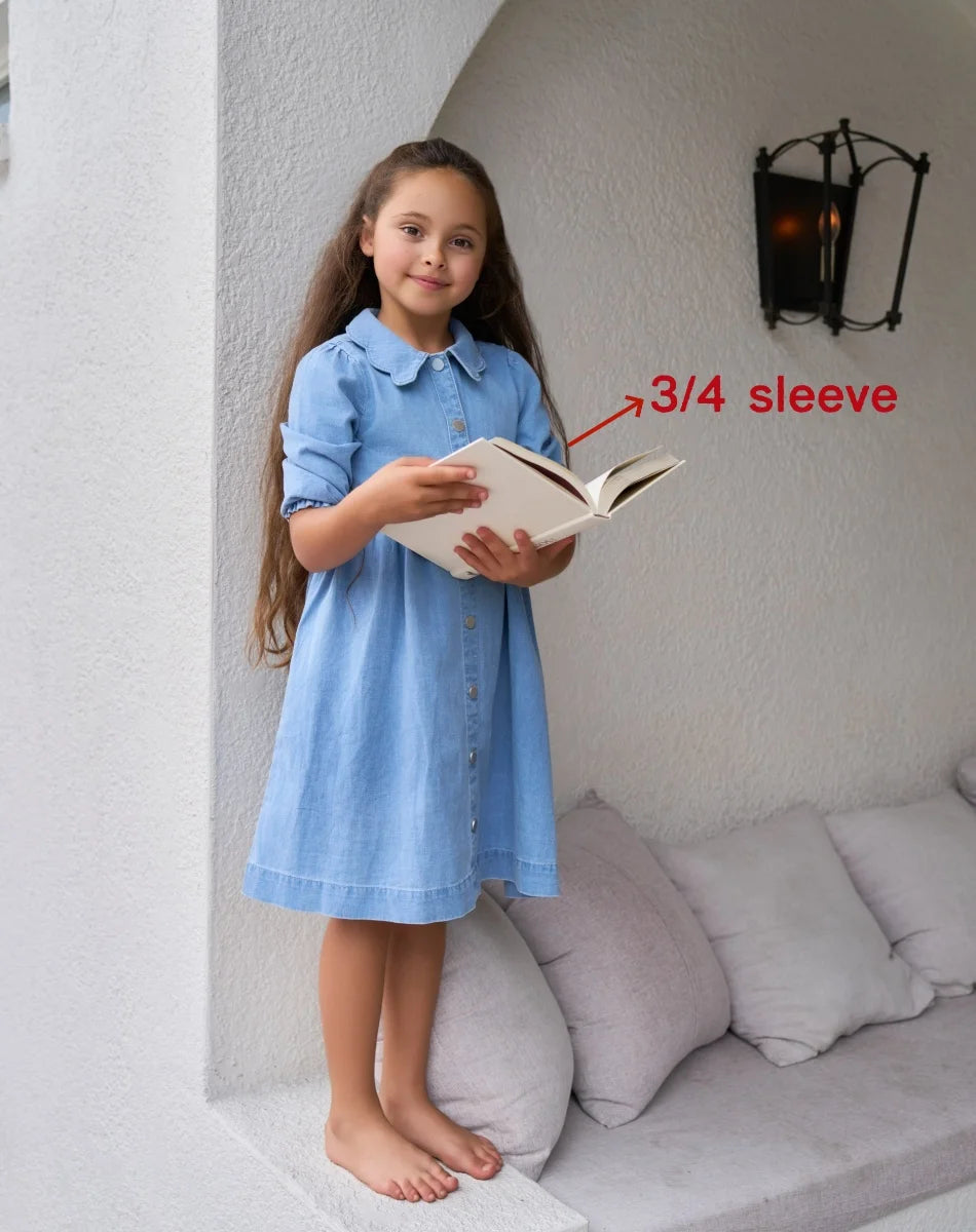 AS  SS2026 blue denim Collection super high quality bamboo knot denim fabric boys girls family match weekday clothes
