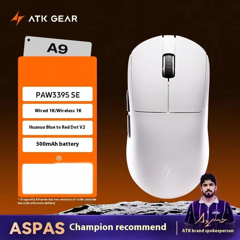 ATK DragonFly A9 Air Ultimate Wireless Gaming Mouse PAW3950 Ultra 42000DPI 750IPS 8KHz RGB Ergonomic For Windows MacOs PC Gifts