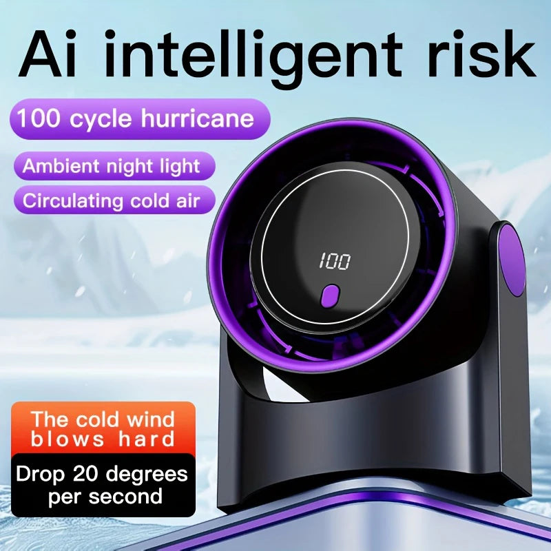 Portable Air Circulator Fan 1200mAh Desktop Rechargeable Fan 100-speed Wind Angle Adjustable for Home Outdoor Travel with Timing