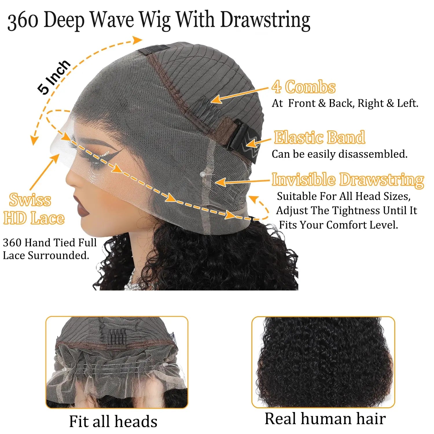 SoGreat 360 Hd Full Lace Wig Human Hair Glueless Wig Pre Cut Lace 200 Density Deep Curly 360 Lace Front Wig Preplucked For Women