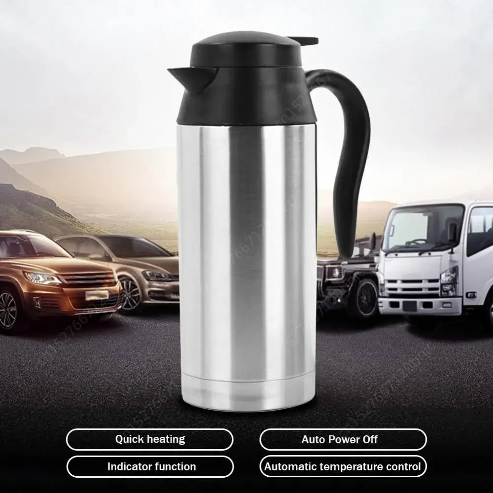 12V 24V Travel Electric Kettle Stainless Steel Smart Temperature Control Touch Travel Coffee Mug Warmer for Car Truck Leakproof