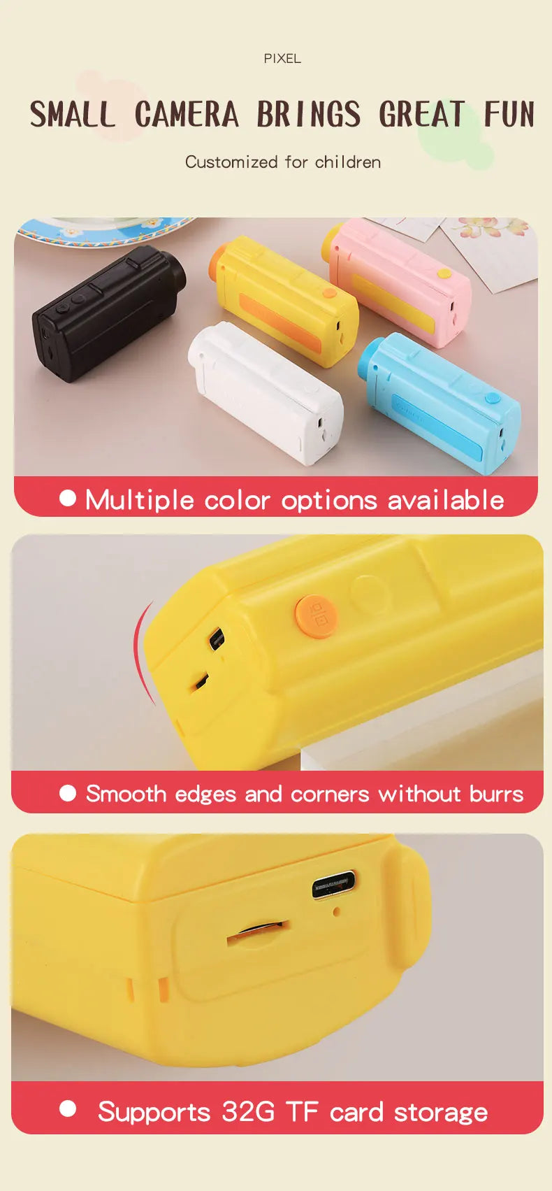 New Children Camera 2.4 Inch Screen For Kids Digital DV Camera 12MP Video Recorder 1080P HD Children's Portable Camera 32GB TF